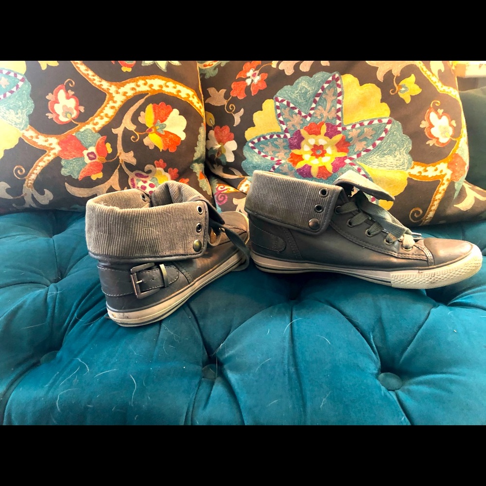 Aldo pleather and corduroy sneakers.
